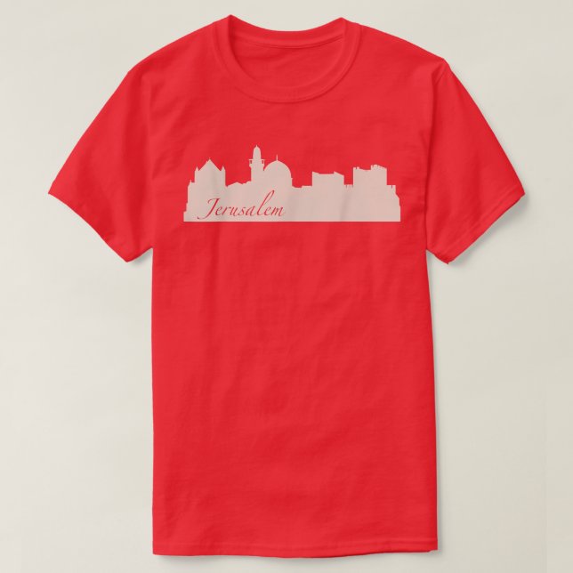 Jerusalem, Israel City Skyline Souvenir Style  T-Shirt (Design Front)