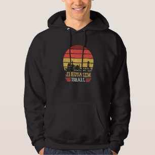 Jerusalem Israel Retro Vintage Sunset Skyline Jeru Hoodie