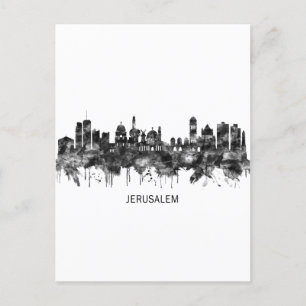 Jerusalem Israel Skyline BW Holiday Postcard