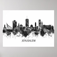 Jerusalem Israel Skyline BW