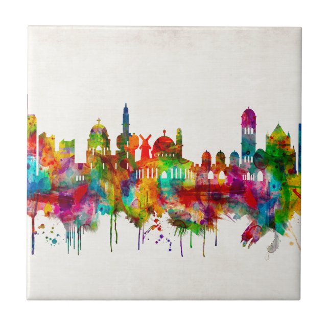 Jerusalem Israel Skyline Ceramic Tile (Front)