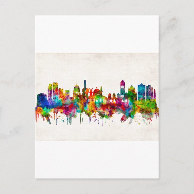 Jerusalem Israel Skyline Invitation Postcard (Front)
