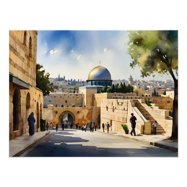 Jerusalem Israel watercolor art Photo Print (Front)