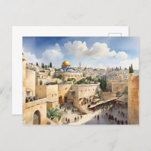 Jerusalem Israel watercolor art Postcard
