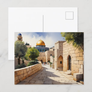 Jerusalem Israel watercolor art Postcard