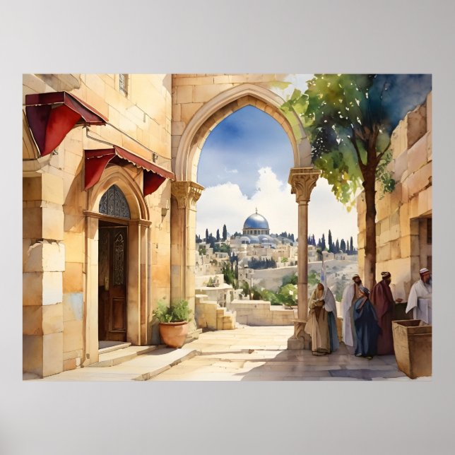 Jerusalem Israel watercolor art Poster (Front)