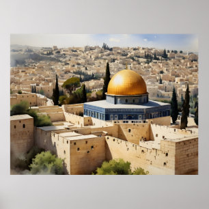 Jerusalem Israel watercolor art Poster