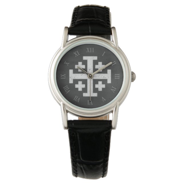Jerusalem Knight Templar Crusader Cross Christian Watch (Front)