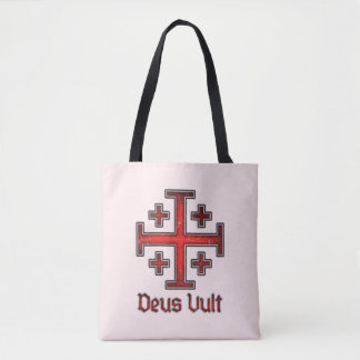 Jerusalem Knight Templar Crusader Cross Deus Vult Tote Bag