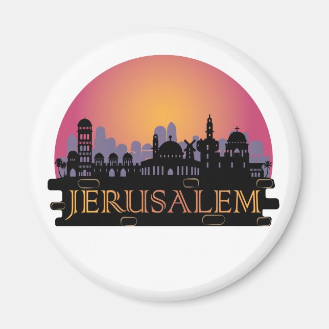 Jerusalem Old City Skyline - Israel Travel Magnet (Front)