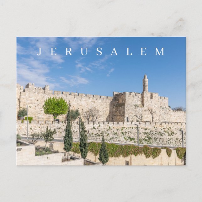 Jerusalem Old City Walls view postcard (Front)
