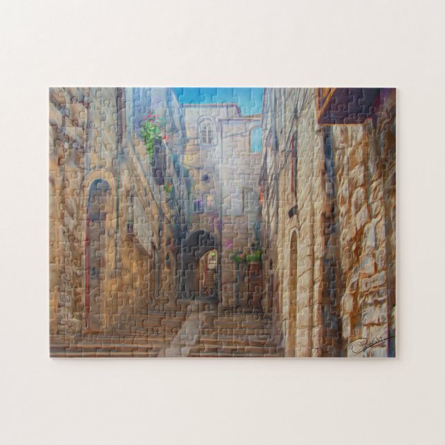 Jerusalem Old Street David city Israel Fine Art Jigsaw Puzzle (Horizontal)