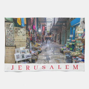 Jerusalem Old Town view tea towel