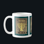 Jerusalem "Western Wall" Mug<br><div class="desc">The Western Wall (Kotel) with a menorah (candelabra) design.
Above the menorah is the name of God written in ancient Hebrew characters.</div>