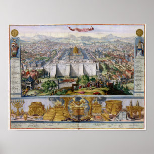 Jeruselem and the Temple 1687 Antique Panorama Poster