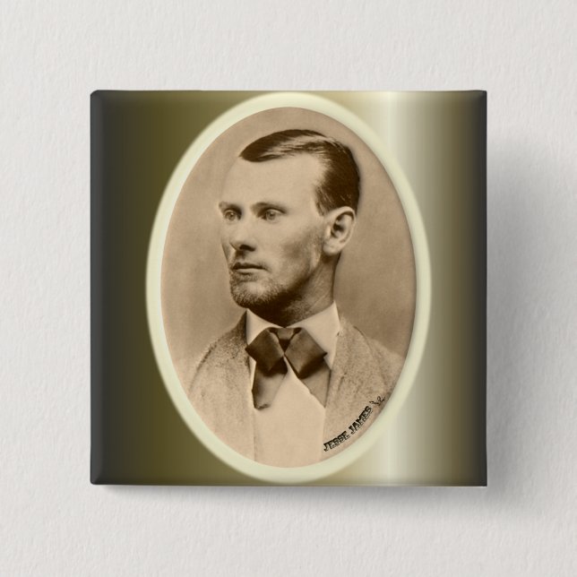 Jesse James Outlaw Bank Robber 15 Cm Square Badge (Front)