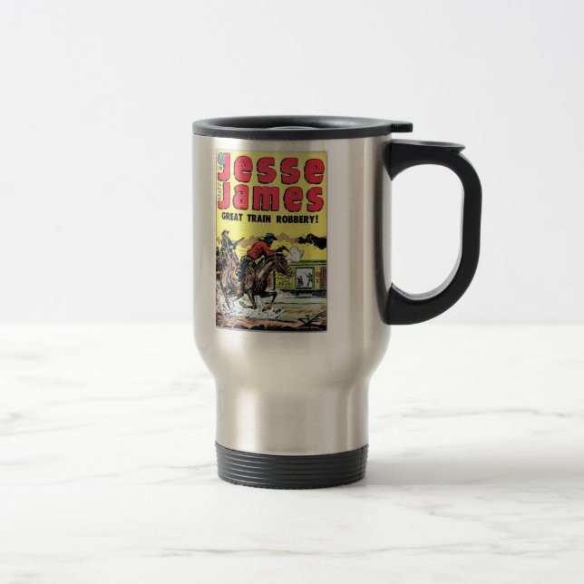 Jesse James Train Robbery Travel Mug (Right)