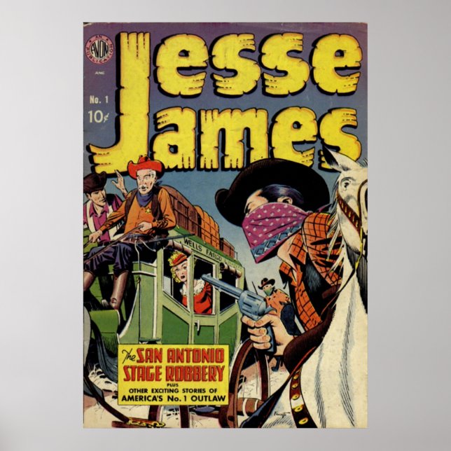 Jesse James- Vintage Comic Book Poster (Front)