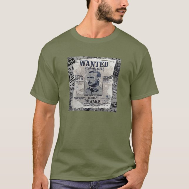 Jesse James Wanted Poster T-Shirt (Front)