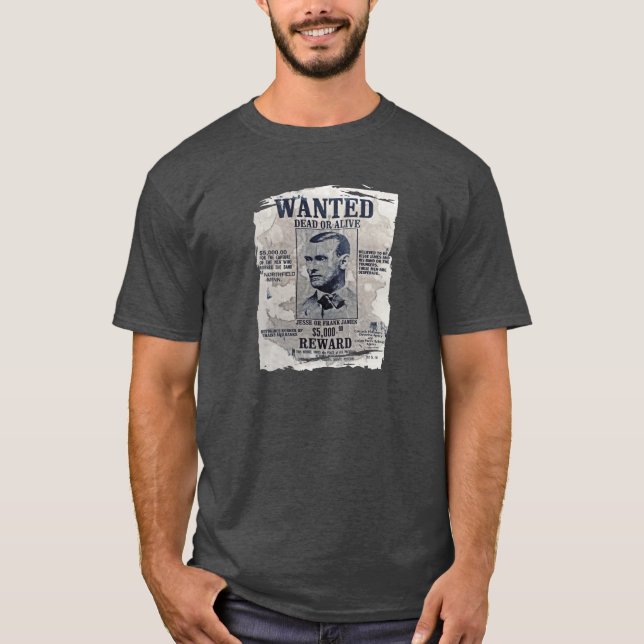 Jesse James Wanted Poster T-Shirt (Front)