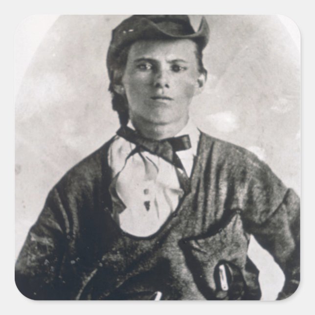 Jesse Woodson James (b/w photo) Square Sticker (Front)