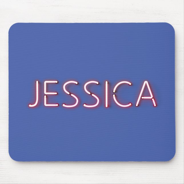 Jessica name in glowing neon lights mouse pad (Front)
