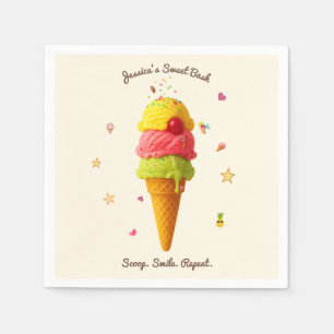 Jessica’s Sweet Bash – Ice Cream Party Design Napkin