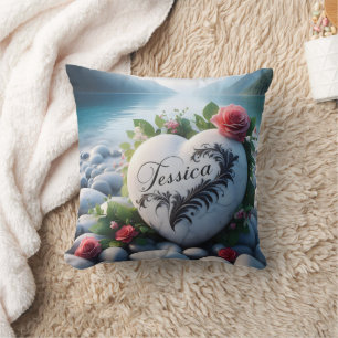 Jessica's Heart stone by the Lake Cushion