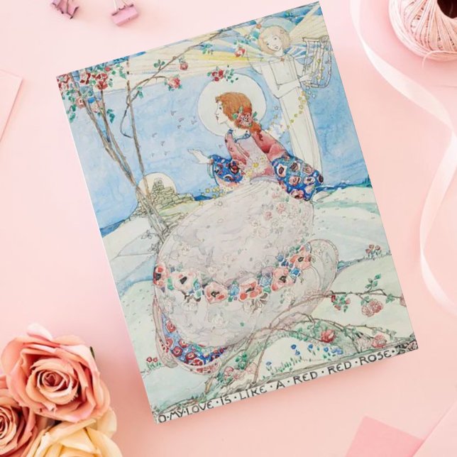 Jessie M. King Oh My Love Is Like a Red Red Rose Postcard (Creator Uploaded)
