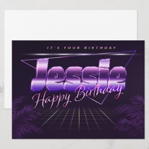 Jessie Name Vorname lila retro Karte Geburtstag Card
