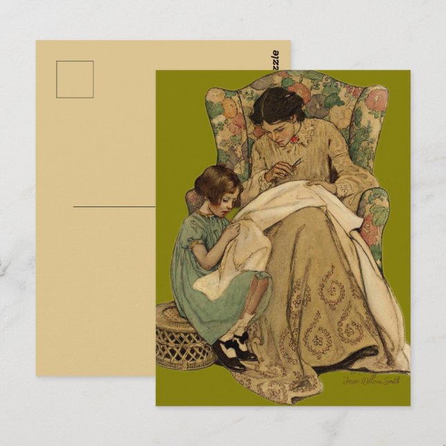 Jessie Wilcox Smith "The Sewing Lesson" Postcard (Front/Back)