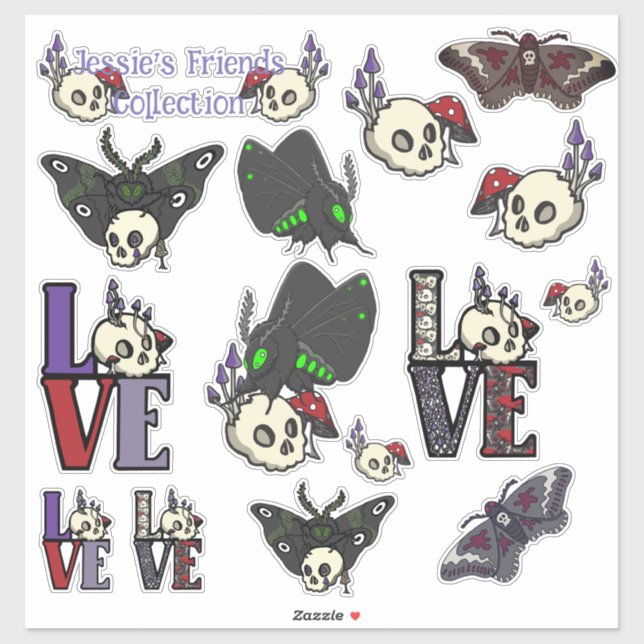 Jessie's Friends Moths and Skulls Sticker Set (Sheet)