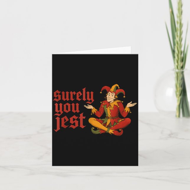 Jest Funny Mediaeval Smiling Clown Jester Meme Card (Front)