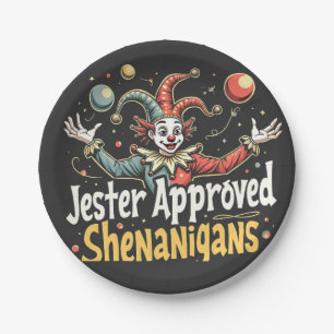 Jester Approved Shenanigans Circus Clown Paper Plate