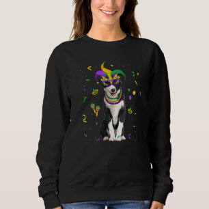 Jester Beads & Mask Border Collie Dog  Owner Mardi Sweatshirt