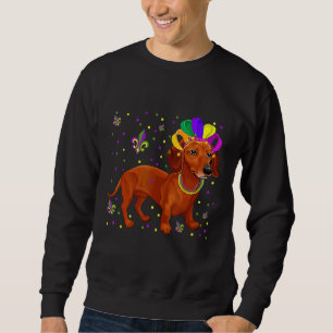 Jester Beads Mask Dachshund Dog Lover Owner Mardi Sweatshirt