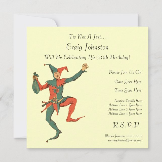 Jester Birthday Party Invitation (Front)