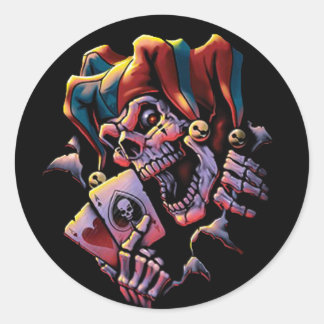Jester Card Player Classic Round Sticker