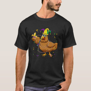 Jester Chicken Beads Mardi Gras  Farming Men Women T-Shirt
