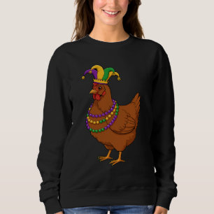 Jester Chicken Beads Mardi Gras Funny Farming  Sweatshirt