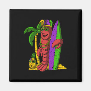 Jester Crawfish Surfer Mardi Gras Surfing Carnival Magnet