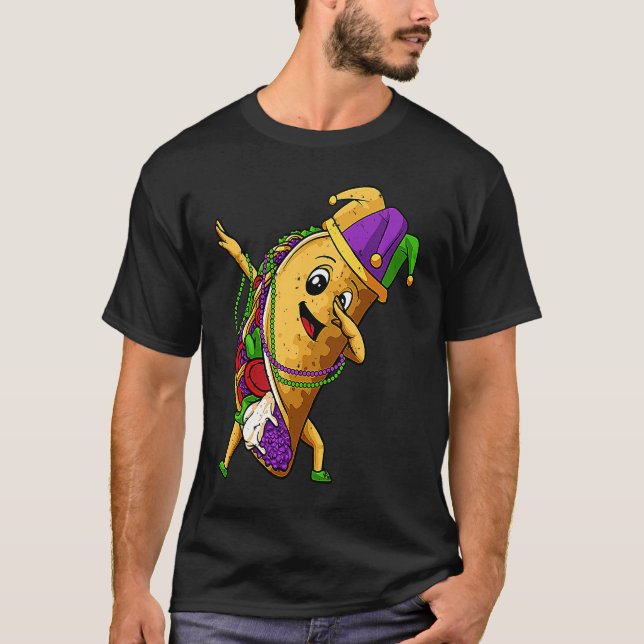 Jester Dabbing Taco Mardi Gras Mexican Food Carniv T-Shirt (Front)