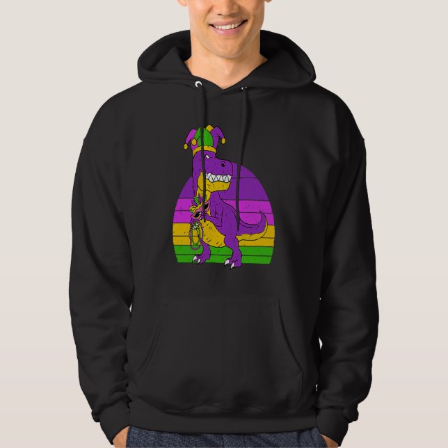 Jester Dinosaur Masquerade Mask Sleeping Mardi Gra Hoodie (Front)