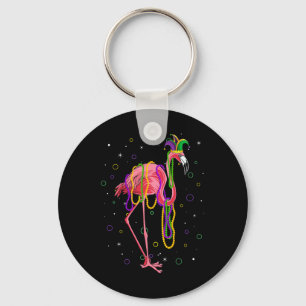 Jester Flamingo And Beads Mardi Gras Fat Tuesday P Key Ring