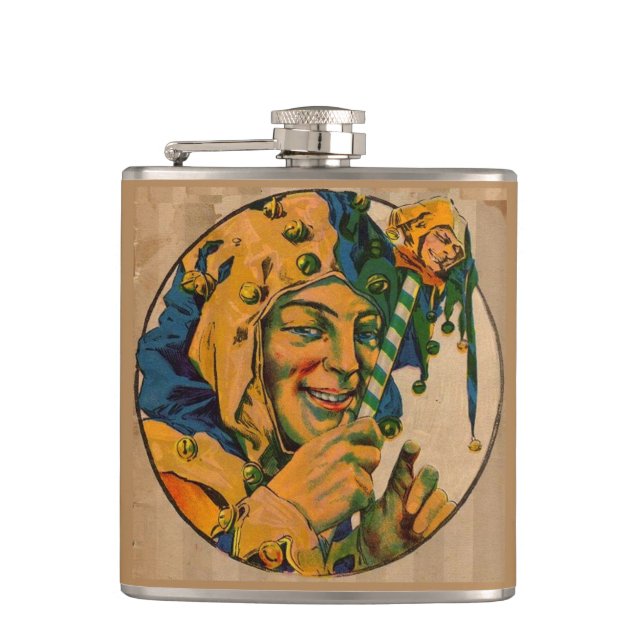 jester from the 1920s hip flask (Front)