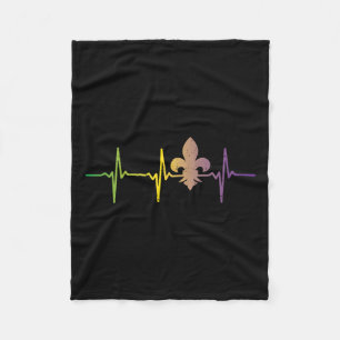 Jester Hat Heartbeat Nurse Funny Mardi Gras Carniv Fleece Blanket