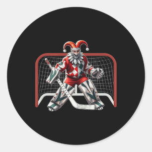 Jester Ice Hockey Goalie April Fools Day Costume N Classic Round Sticker