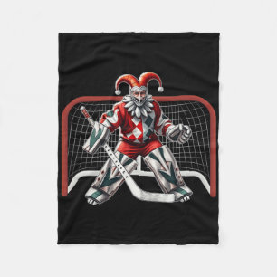 Jester Ice Hockey Goalie April Fools Day Costume N Fleece Blanket
