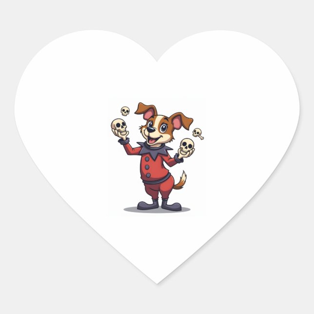 Jester Jack Russell Heart Sticker (Front)