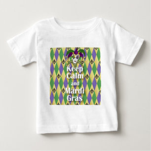 Jester Mask Keep Calm and Mardi Gras Baby T-Shirt